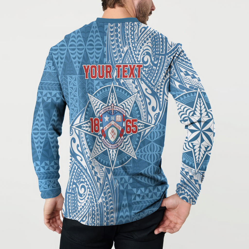Personalised Tonga Apifo'ou College Button Sweatshirt Since 1865 Special Kupesi Pattern LT9 - Polynesian Pride