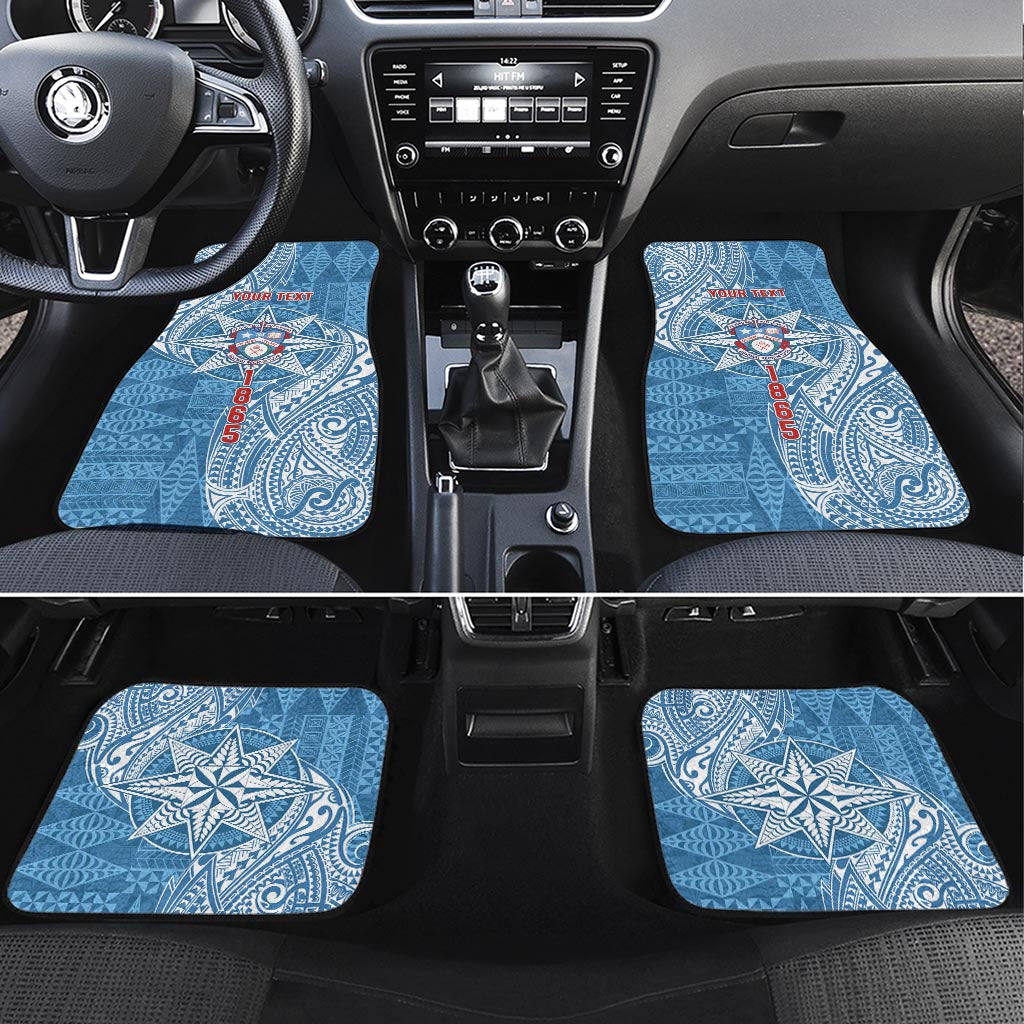 Personalised Tonga Apifo'ou College Car Mats Since 1865 Special Kupesi Pattern LT9 Set 4pcs Blue - Polynesian Pride
