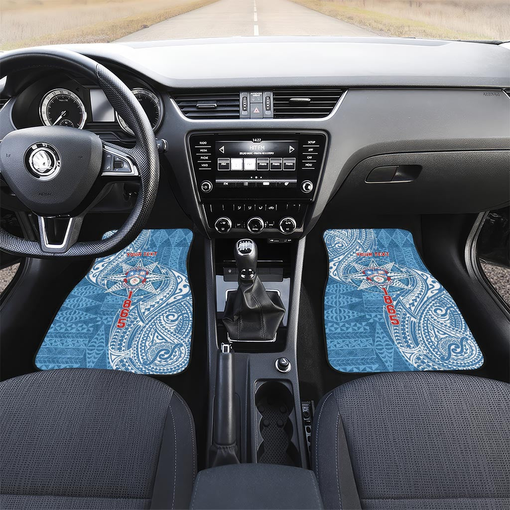 Personalised Tonga Apifo'ou College Car Mats Since 1865 Special Kupesi Pattern LT9 Set 2pcs - Front Blue - Polynesian Pride