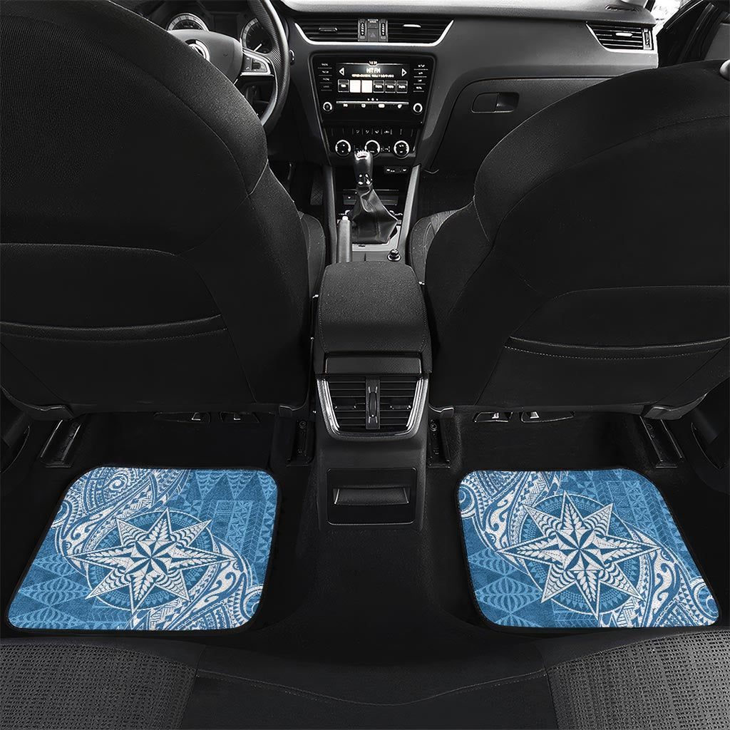 Personalised Tonga Apifo'ou College Car Mats Since 1865 Special Kupesi Pattern LT9 Set 2pcs - Back Blue - Polynesian Pride