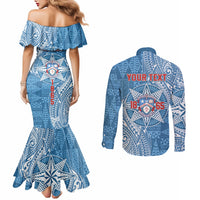 Personalised Tonga Apifo'ou College Couples Matching Mermaid Dress and Long Sleeve Button Shirt Since 1865 Special Kupesi Pattern LT9 - Polynesian Pride