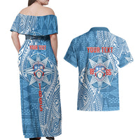 Personalised Tonga Apifo'ou College Couples Matching Off Shoulder Maxi Dress and Hawaiian Shirt Since 1865 Special Kupesi Pattern