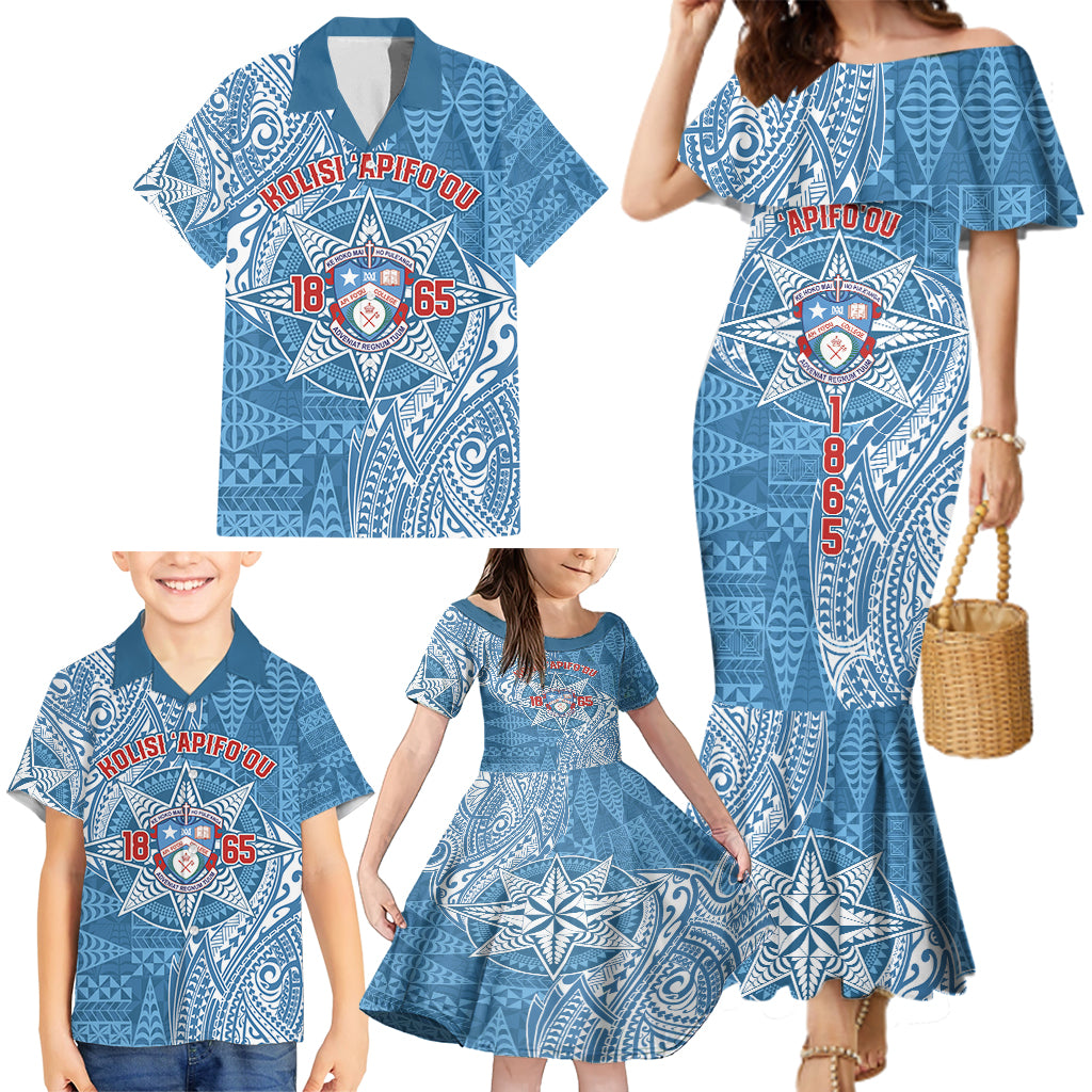 Personalised Tonga Apifo'ou College Family Matching Mermaid Dress and Hawaiian Shirt Since 1865 Special Kupesi Pattern