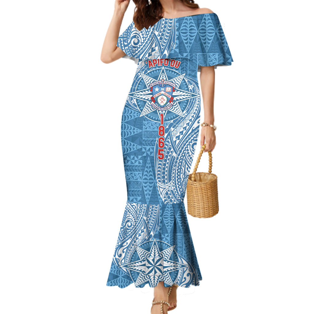 Personalised Tonga Apifo'ou College Family Matching Mermaid Dress and Hawaiian Shirt Since 1865 Special Kupesi Pattern