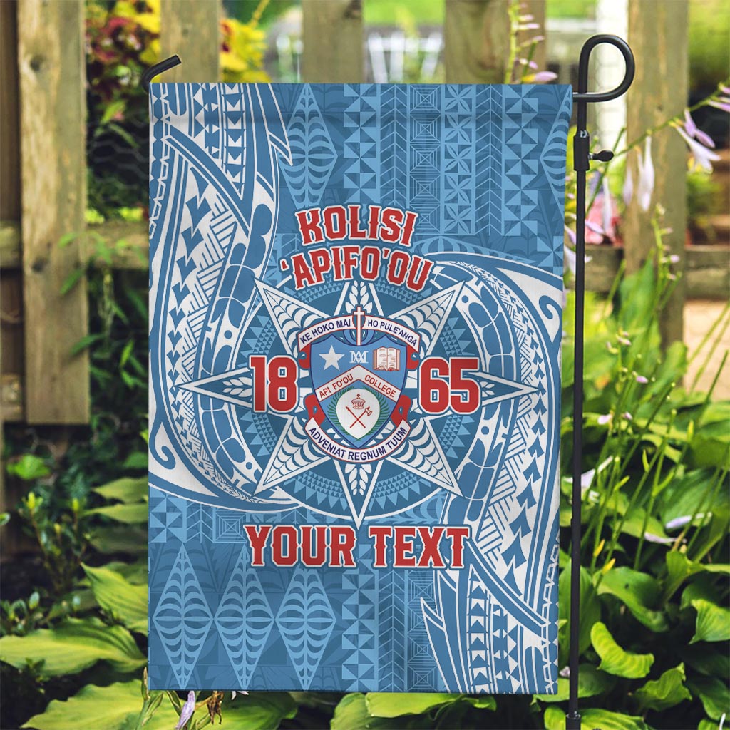 Personalised Tonga Apifo'ou College Garden Flag Since 1865 Special Kupesi Pattern LT9 Garden Flag Blue - Polynesian Pride