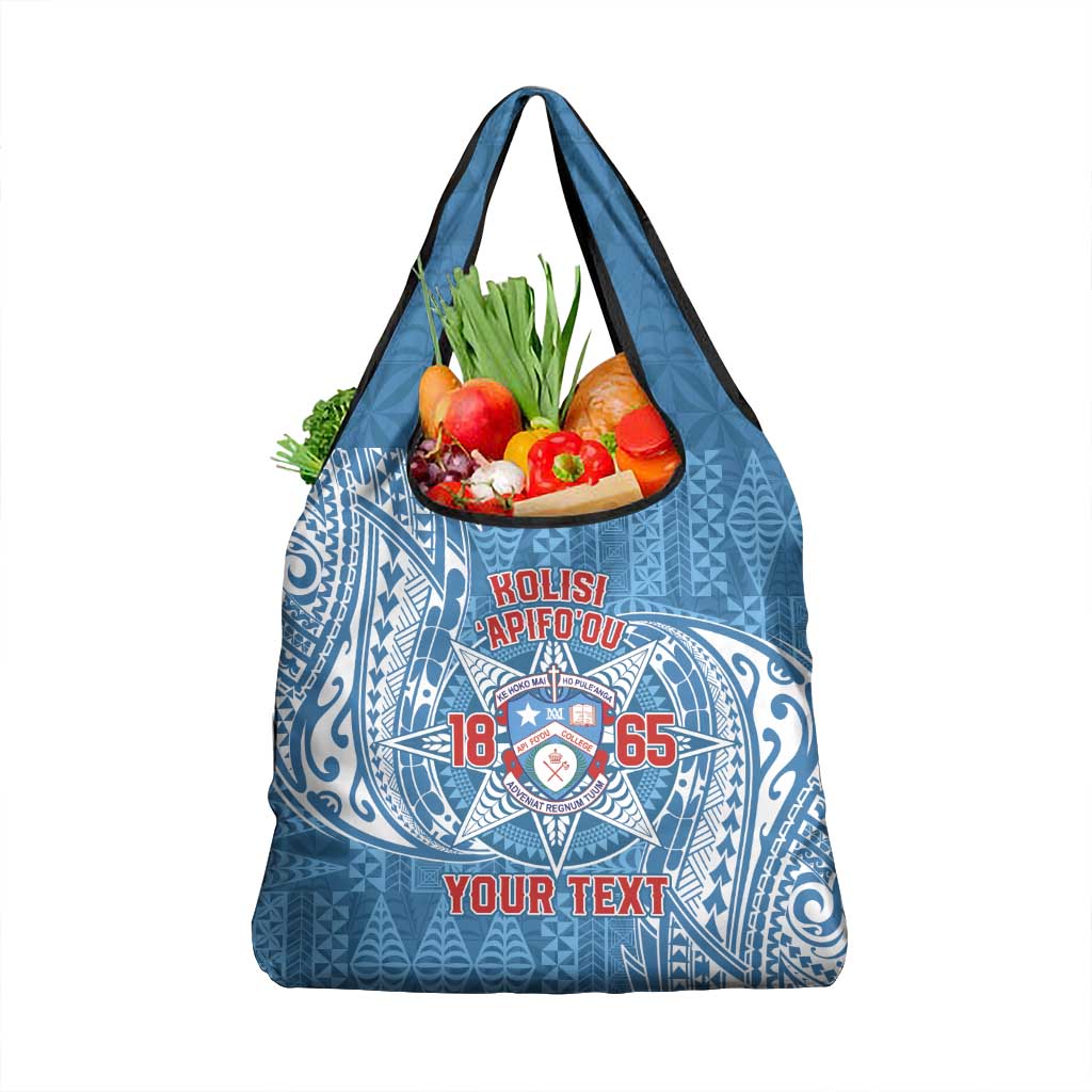 Personalised Tonga Apifo'ou College Grocery Bag Since 1865 Special Kupesi Pattern LT9 1-pack One Size Blue - Polynesian Pride
