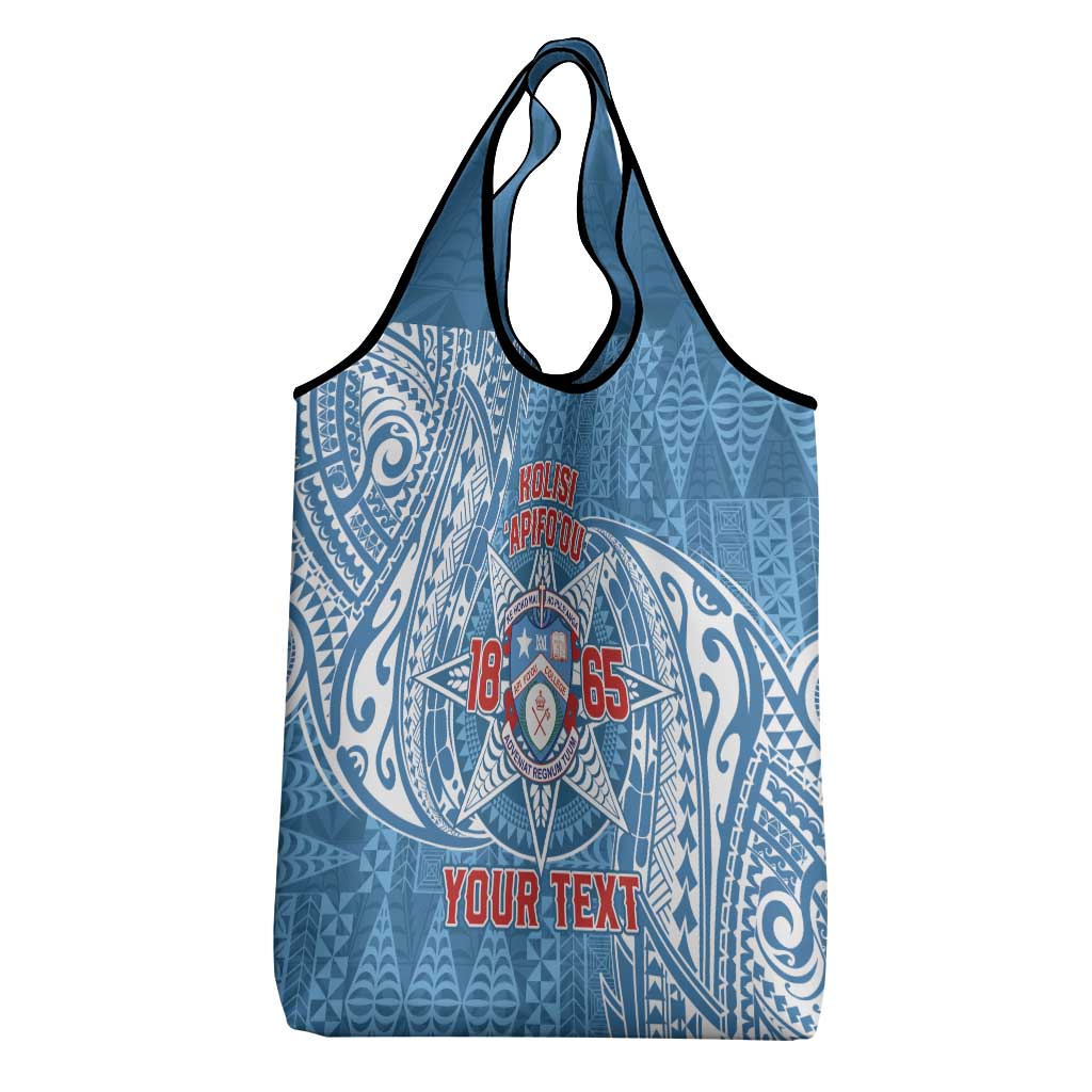 Personalised Tonga Apifo'ou College Grocery Bag Since 1865 Special Kupesi Pattern LT9 - Polynesian Pride