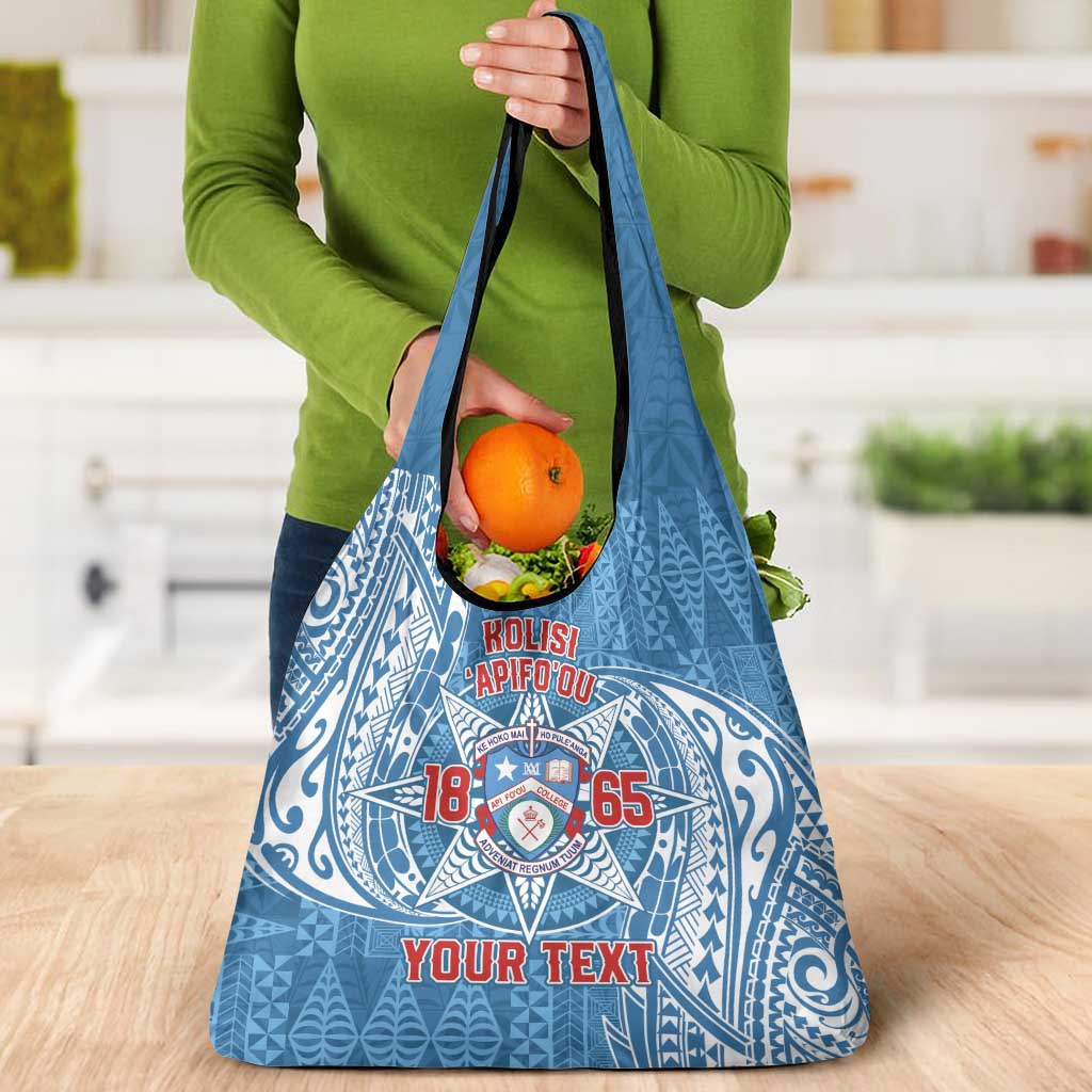 Personalised Tonga Apifo'ou College Grocery Bag Since 1865 Special Kupesi Pattern LT9 - Polynesian Pride