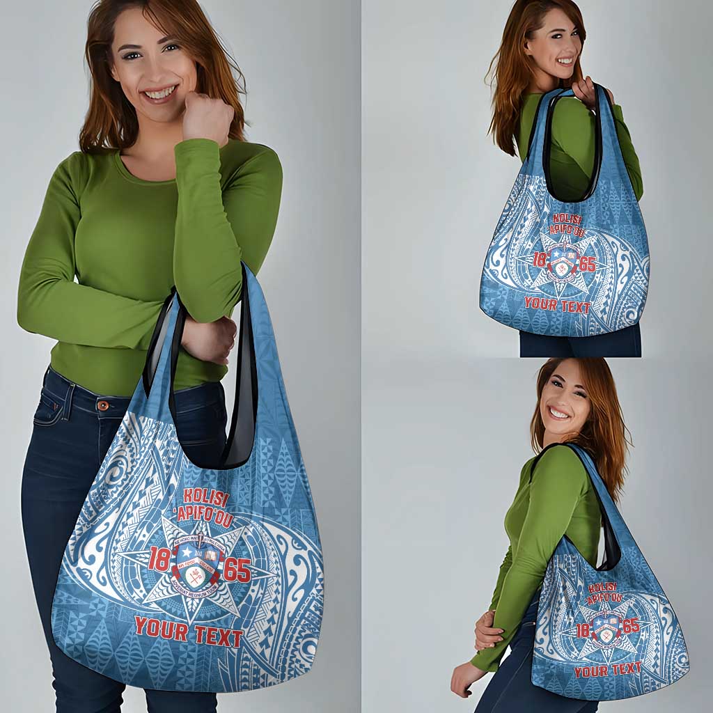 Personalised Tonga Apifo'ou College Grocery Bag Since 1865 Special Kupesi Pattern LT9 - Polynesian Pride