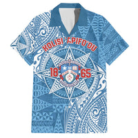 Personalised Tonga Apifo'ou College Hawaiian Shirt Since 1865 Special Kupesi Pattern LT9 Blue - Polynesian Pride