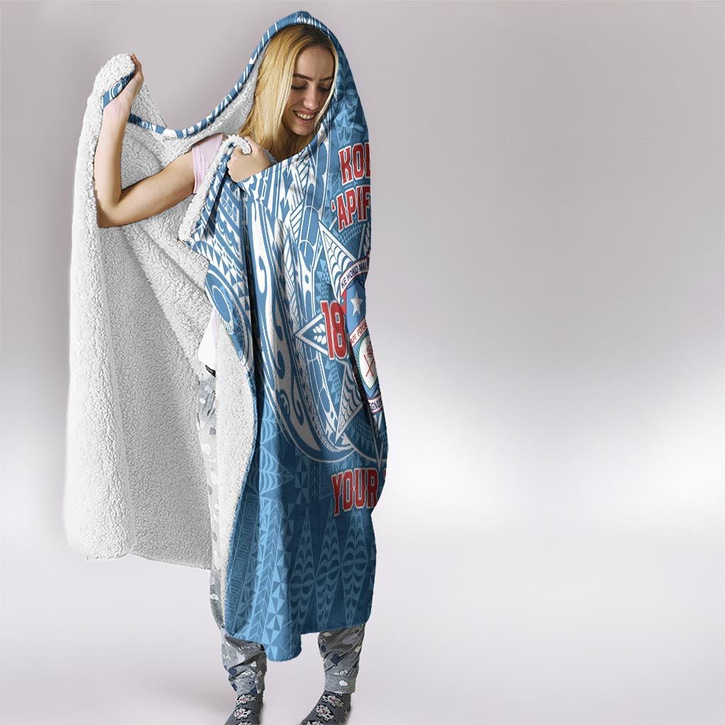 Personalised Tonga Apifo'ou College Hooded Blanket Since 1865 Special Kupesi Pattern LT9 - Polynesian Pride