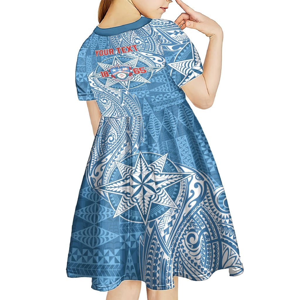 Personalised Tonga Apifo'ou College Kid Short Sleeve Dress Since 1865 Special Kupesi Pattern