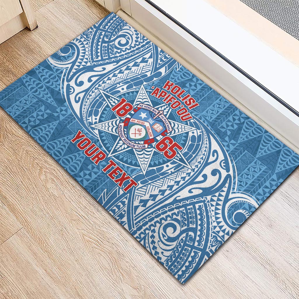 Personalised Tonga Apifo'ou College Rubber Doormat Since 1865 Special Kupesi Pattern LT9 - Polynesian Pride