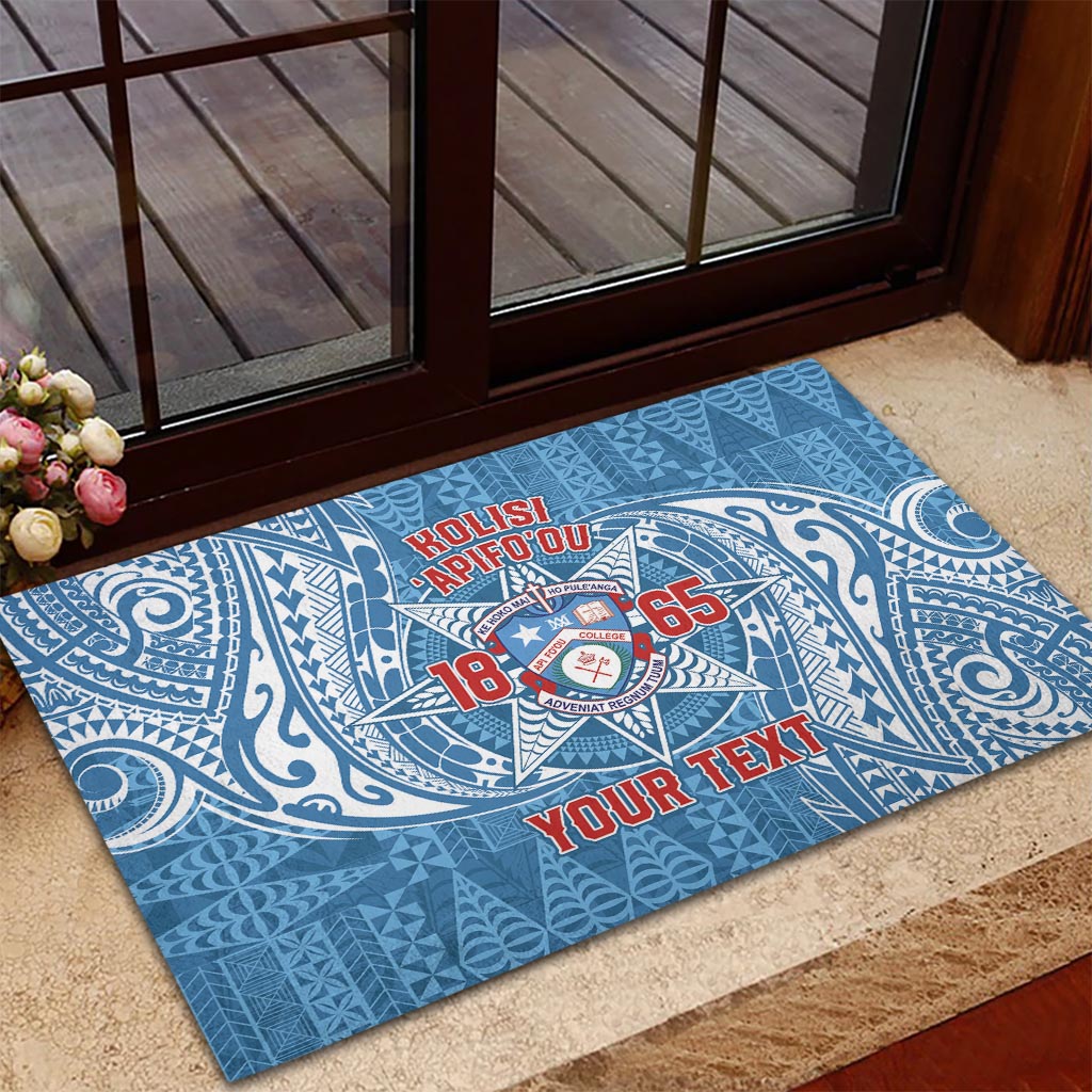 Personalised Tonga Apifo'ou College Rubber Doormat Since 1865 Special Kupesi Pattern LT9 - Polynesian Pride