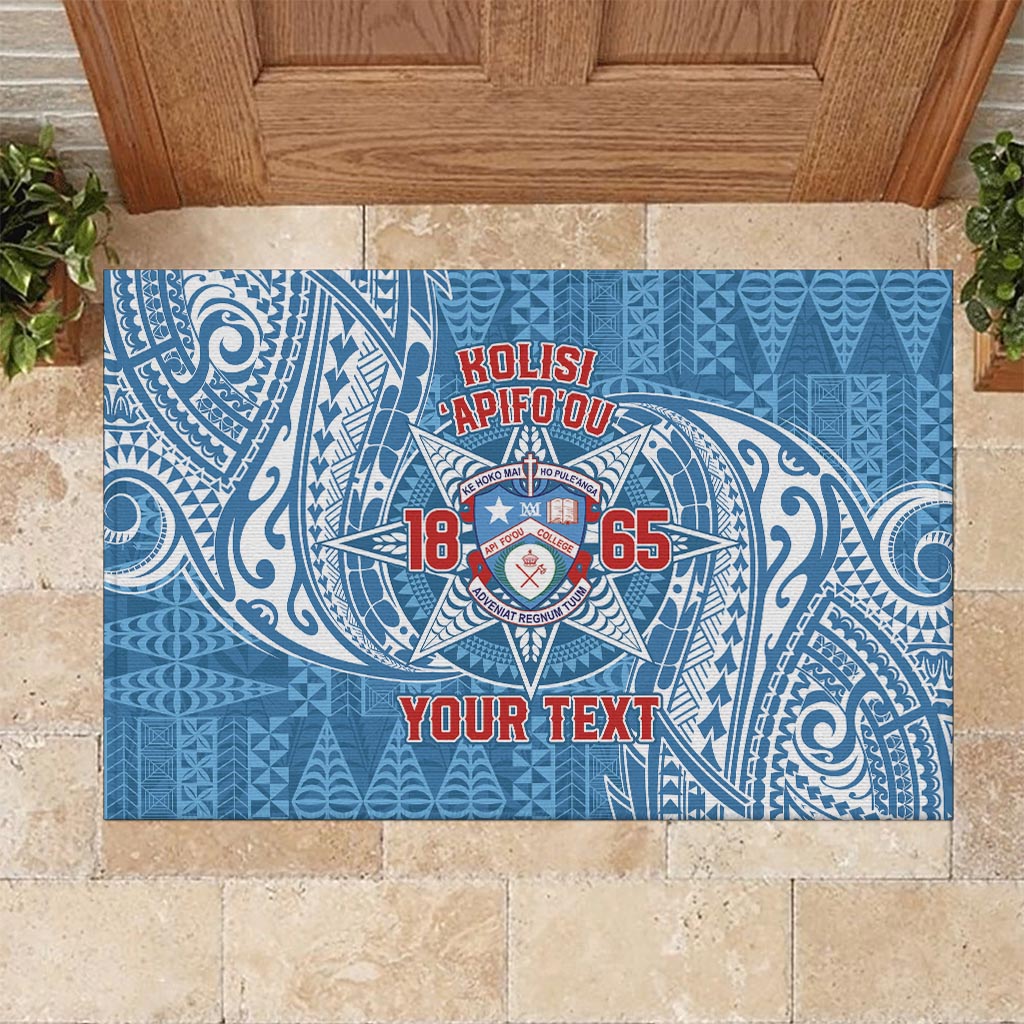 Personalised Tonga Apifo'ou College Rubber Doormat Since 1865 Special Kupesi Pattern LT9 - Polynesian Pride