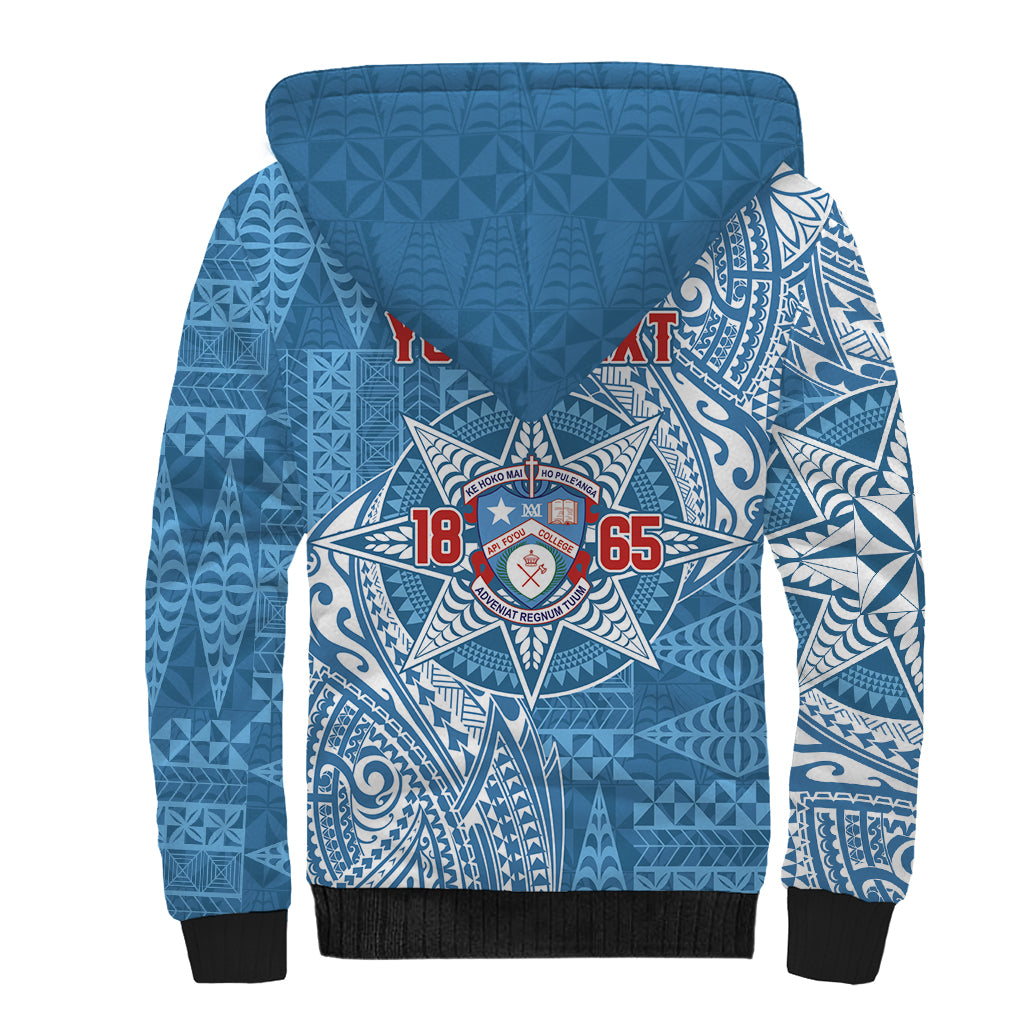 Personalised Tonga Apifo'ou College Sherpa Hoodie Since 1865 Special Kupesi Pattern LT9 - Polynesian Pride