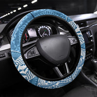 Tonga Apifo'ou College Steering Wheel Cover Since 1865 Special Kupesi Pattern LT9 Universal Fit Blue - Polynesian Pride