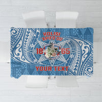 Personalised Tonga Apifo'ou College Tablecloth Since 1865 Special Kupesi Pattern LT9 Blue - Polynesian Pride