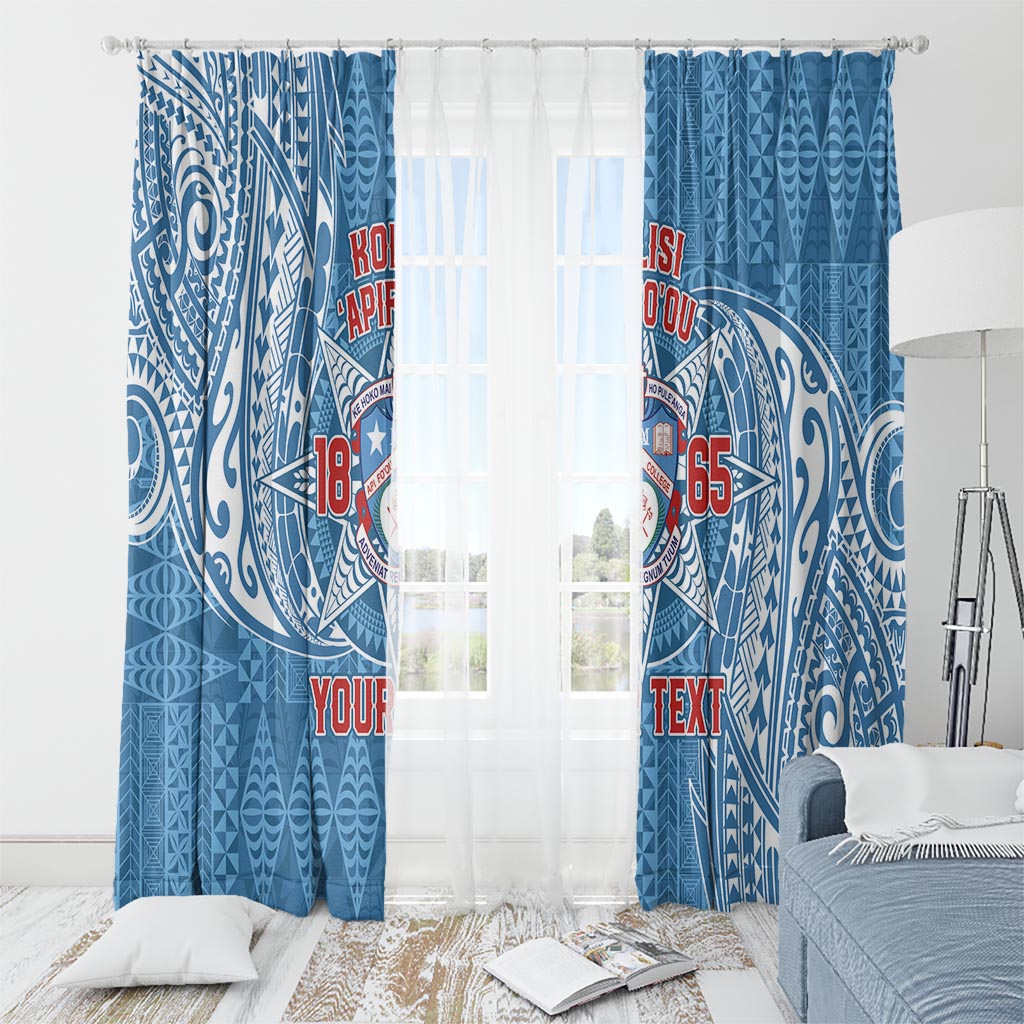 Personalised Tonga Apifo'ou College Window Curtain Since 1865 Special Kupesi Pattern LT9 - Polynesian Pride