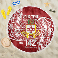 Personalised Kolisi Tonga Atele 142nd Anniversary Beach Blanket Special Kupesi Pattern LT9 One Size 150cm White - Polynesian Pride