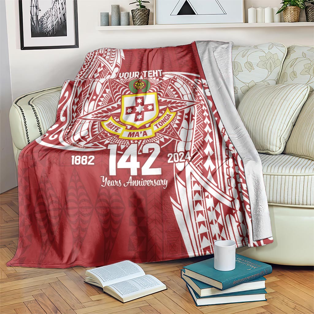 Personalised Kolisi Tonga Atele 142nd Anniversary Blanket Special Kupesi Pattern LT9 White - Polynesian Pride