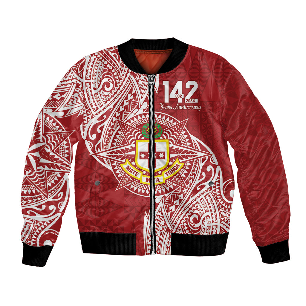 Personalised Kolisi Tonga Atele 142nd Anniversary Bomber Jacket Special Kupesi Pattern LT9 Unisex White - Polynesian Pride