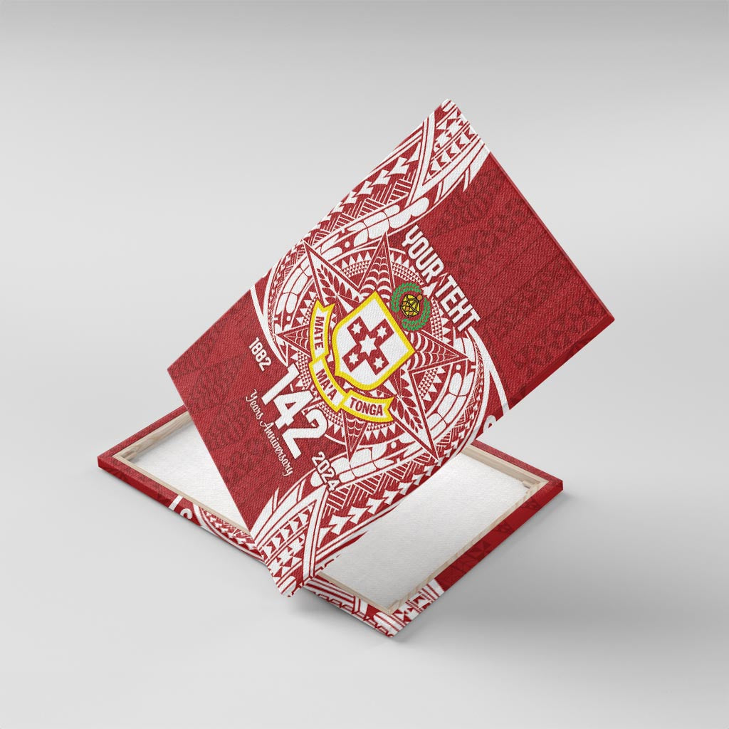 Personalised Kolisi Tonga Atele 142nd Anniversary Canvas Wall Art Special Kupesi Pattern LT9 With Frame White - Polynesian Pride