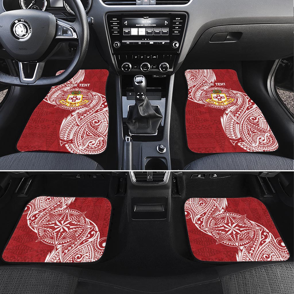 Personalised Kolisi Tonga Atele 142nd Anniversary Car Mats Special Kupesi Pattern LT9 Set 4pcs White - Polynesian Pride