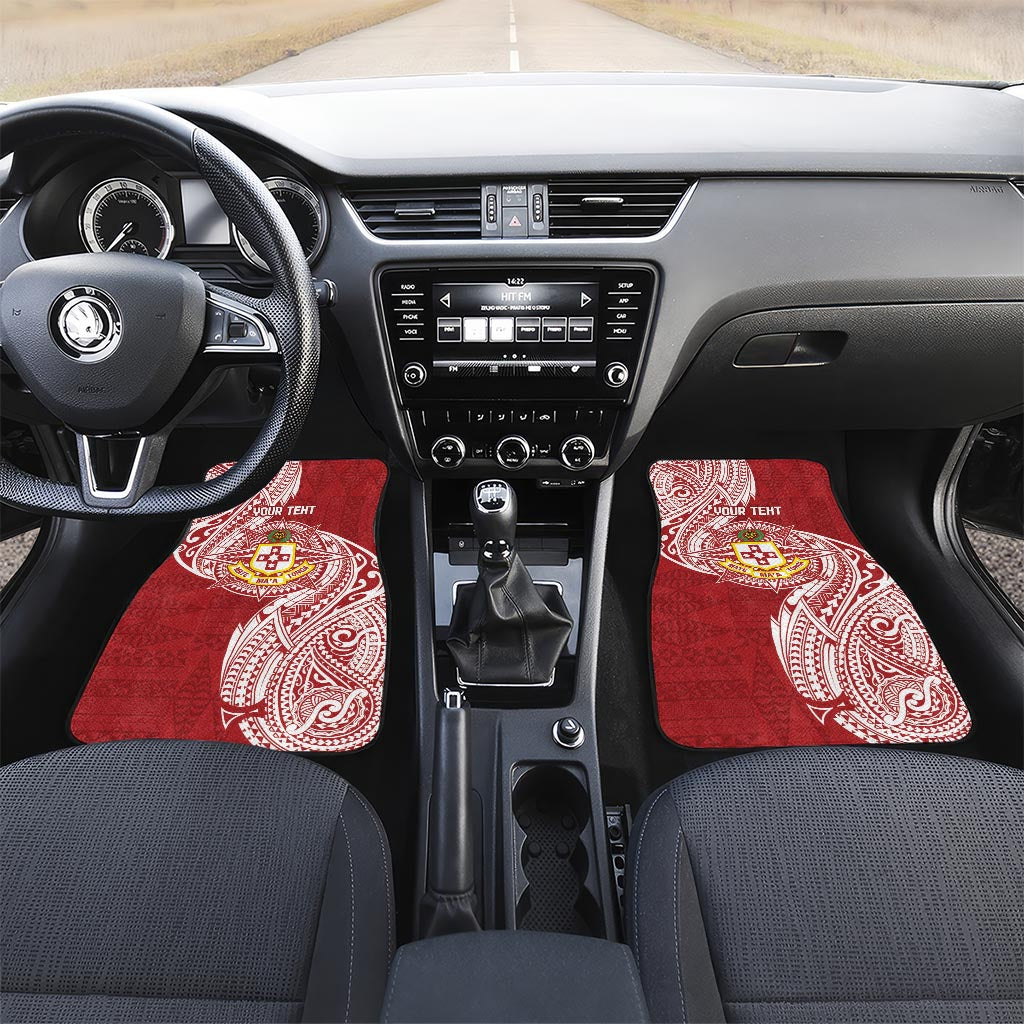 Personalised Kolisi Tonga Atele 142nd Anniversary Car Mats Special Kupesi Pattern LT9 Set 2pcs - Front White - Polynesian Pride
