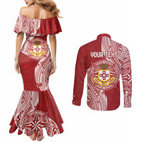 Personalised Kolisi Tonga Atele 142nd Anniversary Couples Matching Mermaid Dress and Long Sleeve Button Shirt Special Kupesi Pattern LT9 - Polynesian Pride