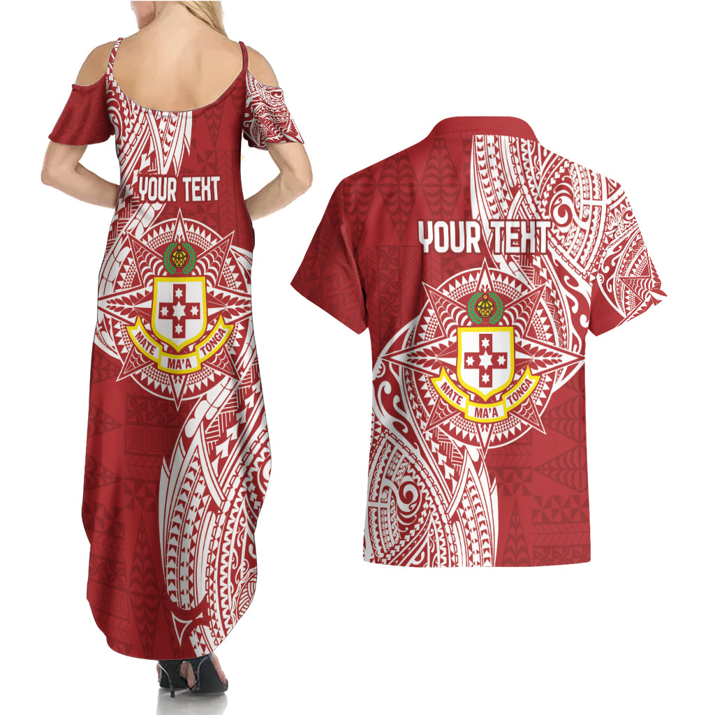 Personalised Kolisi Tonga Atele 142nd Anniversary Couples Matching Summer Maxi Dress and Hawaiian Shirt Special Kupesi Pattern LT9 - Polynesian Pride
