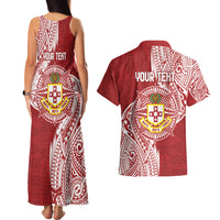 Personalised Kolisi Tonga Atele 142nd Anniversary Couples Matching Tank Maxi Dress and Hawaiian Shirt Special Kupesi Pattern LT9 - Polynesian Pride