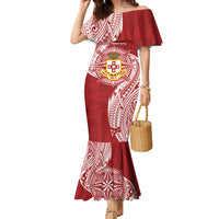 Personalised Kolisi Tonga Atele 142nd Anniversary Family Matching Mermaid Dress and Hawaiian Shirt Special Kupesi Pattern LT9 Mom's Dress White - Polynesian Pride