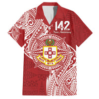 Personalised Kolisi Tonga Atele 142nd Anniversary Family Matching Puletasi and Hawaiian Shirt Special Kupesi Pattern LT9 Dad's Shirt - Short Sleeve White - Polynesian Pride
