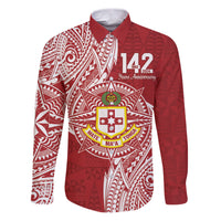 Personalised Kolisi Tonga Atele 142nd Anniversary Family Matching Puletasi and Hawaiian Shirt Special Kupesi Pattern LT9 Dad's Shirt - Long Sleeve White - Polynesian Pride