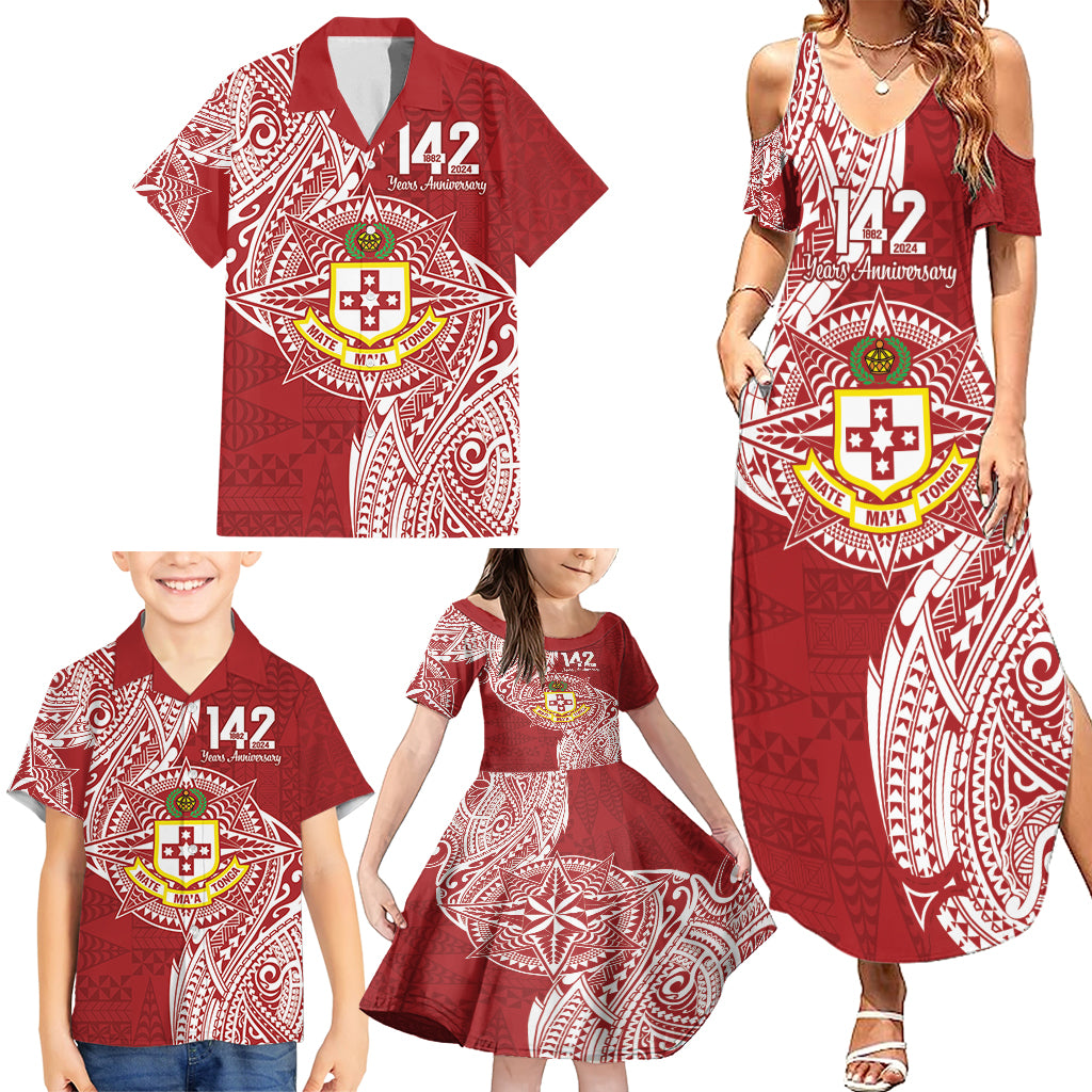 Personalised Kolisi Tonga Atele 142nd Anniversary Family Matching Summer Maxi Dress and Hawaiian Shirt Special Kupesi Pattern LT9 - Polynesian Pride