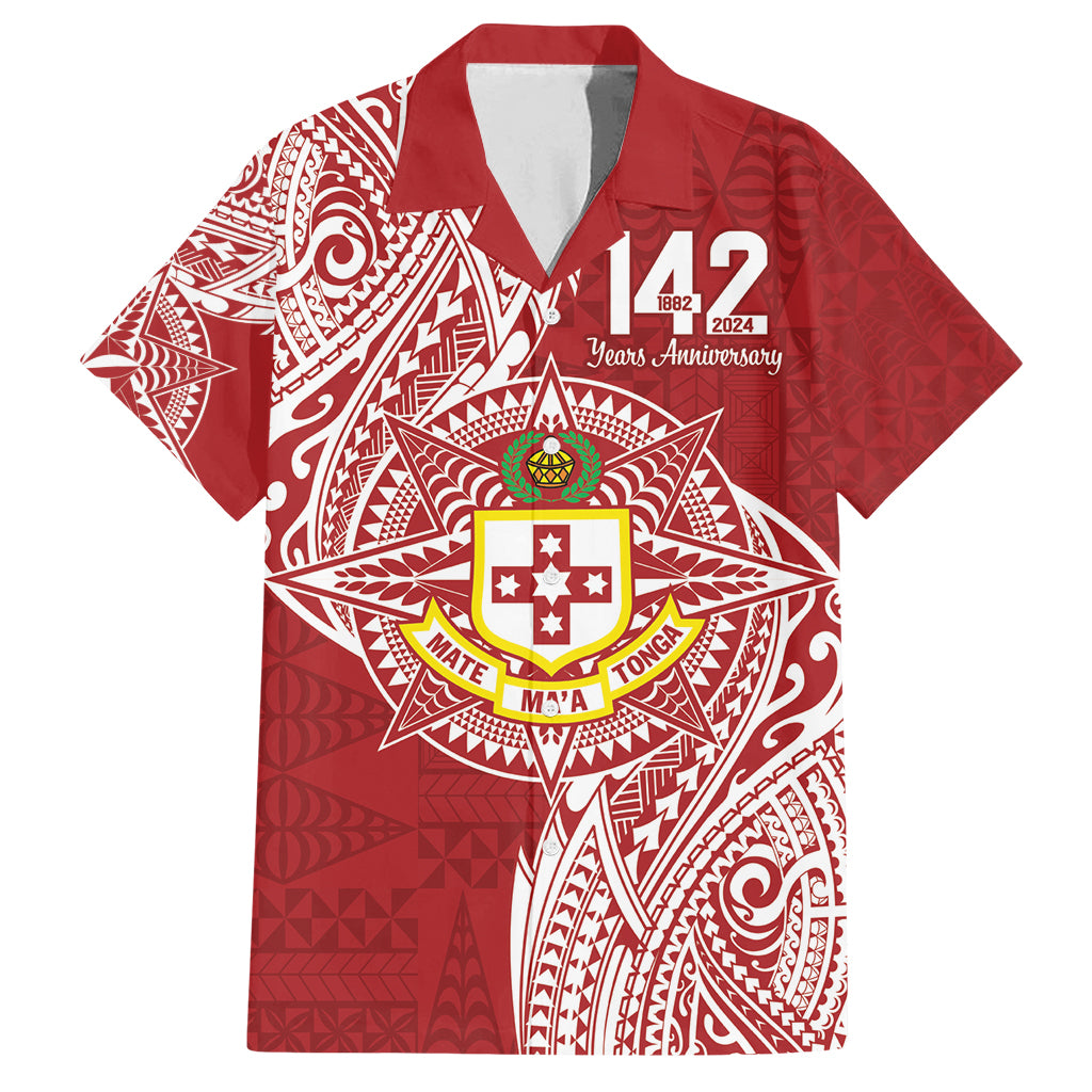 Personalised Kolisi Tonga Atele 142nd Anniversary Family Matching Summer Maxi Dress and Hawaiian Shirt Special Kupesi Pattern LT9 Dad's Shirt - Short Sleeve White - Polynesian Pride
