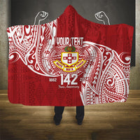 Personalised Kolisi Tonga Atele 142nd Anniversary Hooded Blanket Special Kupesi Pattern LT9 One Size White - Polynesian Pride