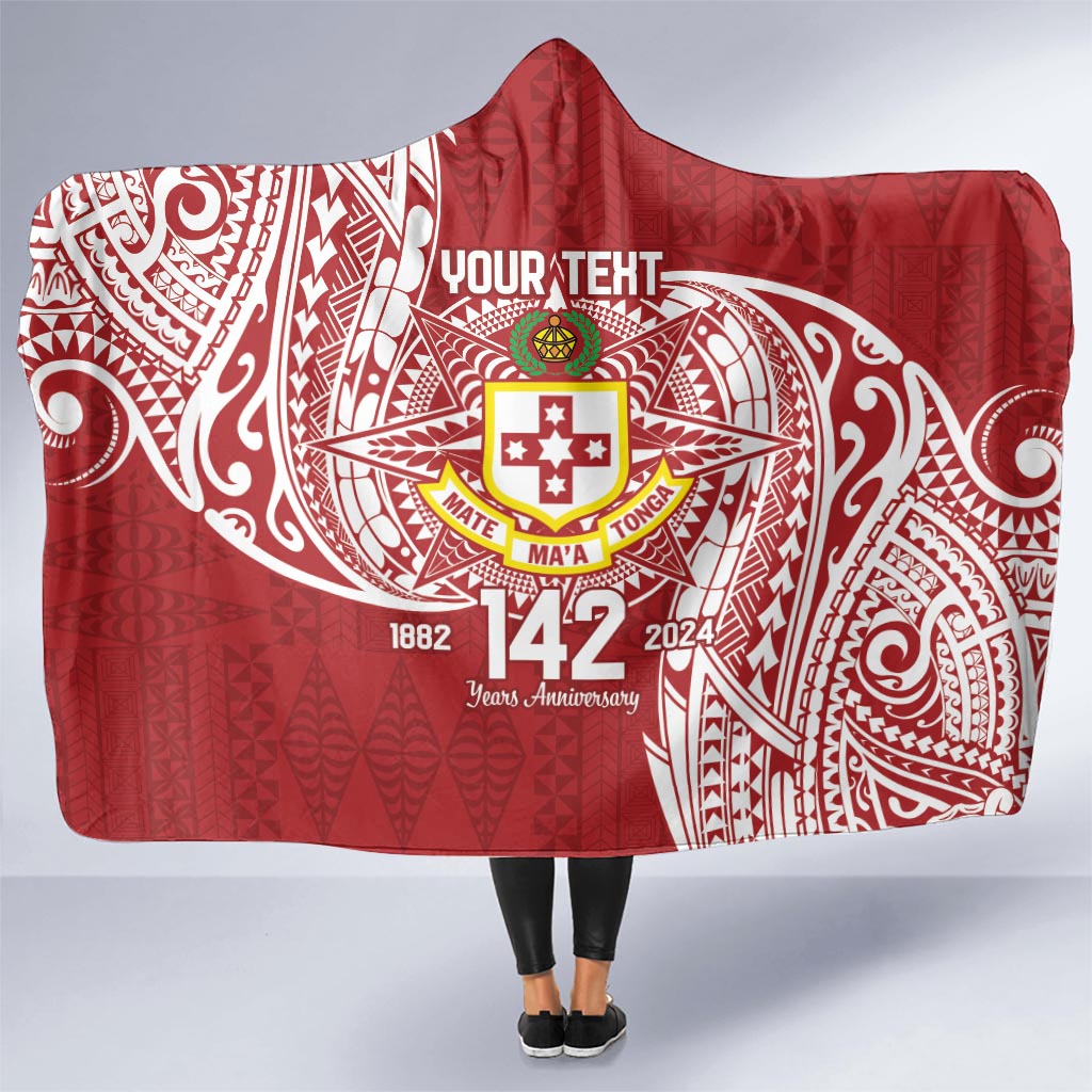 Personalised Kolisi Tonga Atele 142nd Anniversary Hooded Blanket Special Kupesi Pattern LT9 - Polynesian Pride