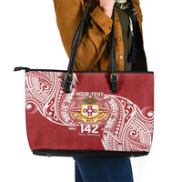 Personalised Kolisi Tonga Atele 142nd Anniversary Leather Tote Bag Special Kupesi Pattern LT9 - Polynesian Pride