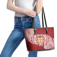 Personalised Kolisi Tonga Atele 142nd Anniversary Leather Tote Bag Special Kupesi Pattern LT9 - Polynesian Pride