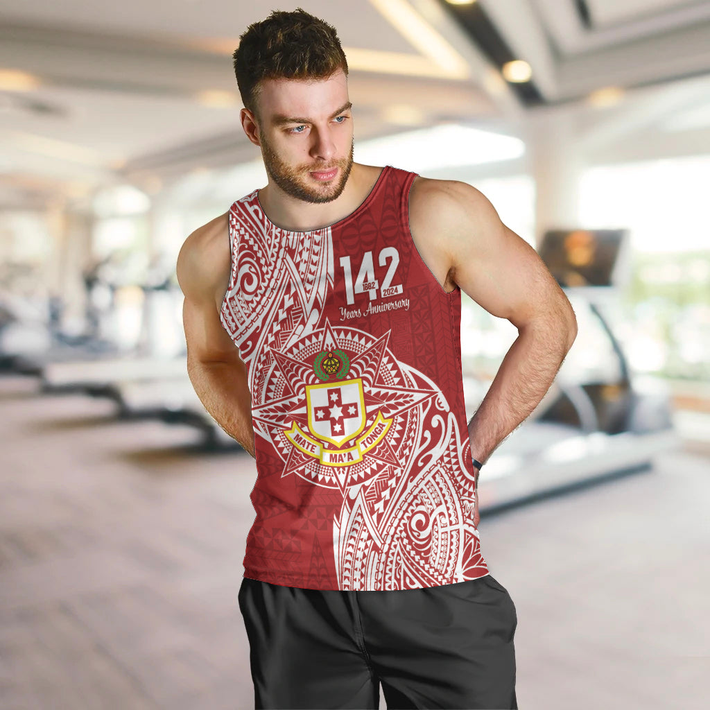 Personalised Kolisi Tonga Atele 142nd Anniversary Men Tank Top Special Kupesi Pattern LT9 White - Polynesian Pride
