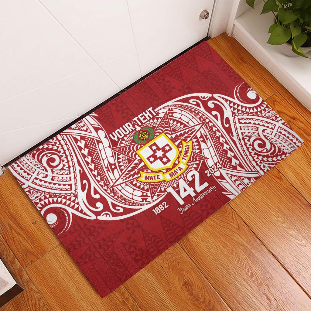 Personalised Kolisi Tonga Atele 142nd Anniversary Rubber Doormat Special Kupesi Pattern LT9 White - Polynesian Pride