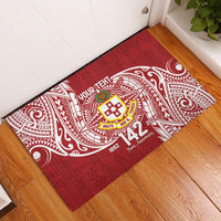 Personalised Kolisi Tonga Atele 142nd Anniversary Rubber Doormat Special Kupesi Pattern LT9 White - Polynesian Pride