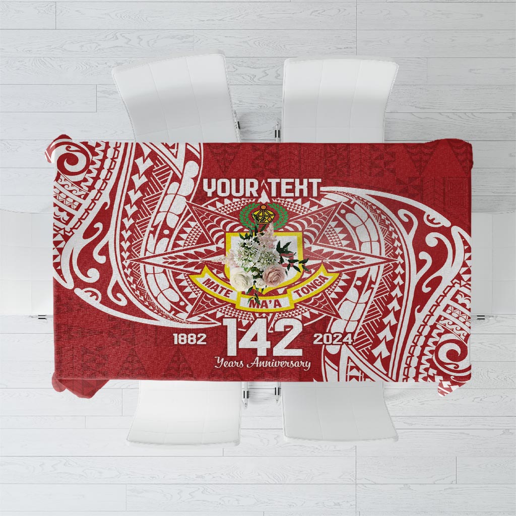 Personalised Kolisi Tonga Atele 142nd Anniversary Tablecloth Special Kupesi Pattern LT9 White - Polynesian Pride