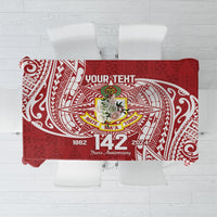 Personalised Kolisi Tonga Atele 142nd Anniversary Tablecloth Special Kupesi Pattern LT9 White - Polynesian Pride