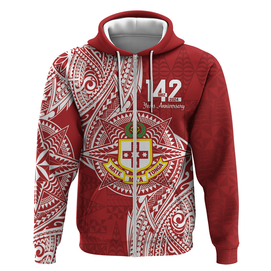 Personalised Kolisi Tonga Atele 142nd Anniversary Zip Hoodie Special Kupesi Pattern