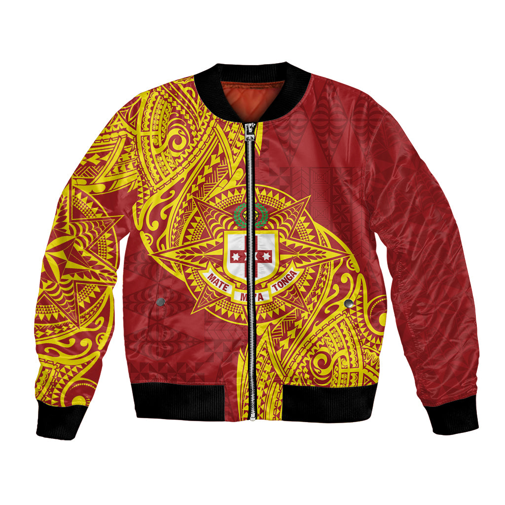 Personalised Kolisi Tonga Atele Bomber Jacket Since 1882 Simple Ngatu Pattern LT9 Unisex Gold - Polynesian Pride