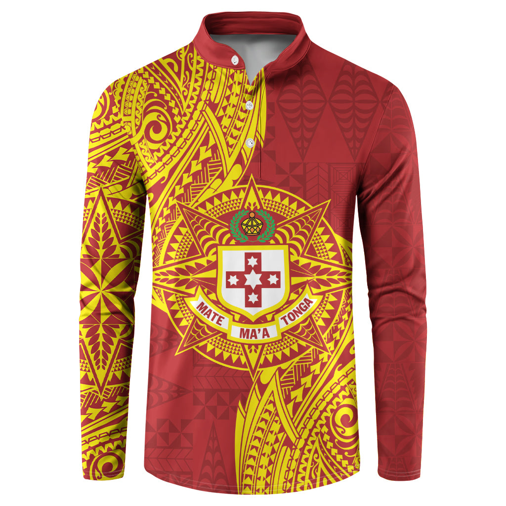 Personalised Kolisi Tonga Atele Button Sweatshirt Since 1882 Simple Ngatu Pattern LT9 Gold - Polynesian Pride