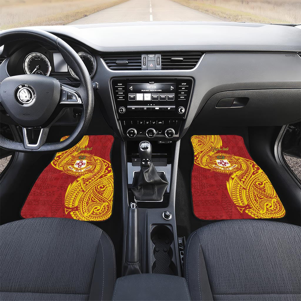 Personalised Kolisi Tonga Atele Car Mats Since 1882 Simple Ngatu Pattern LT9 Set 2pcs - Front Gold - Polynesian Pride